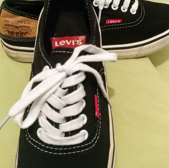 Mens LEVI Black Jordy Buck Lace Up Canvas Shoe 10 - Picture 5 of 8